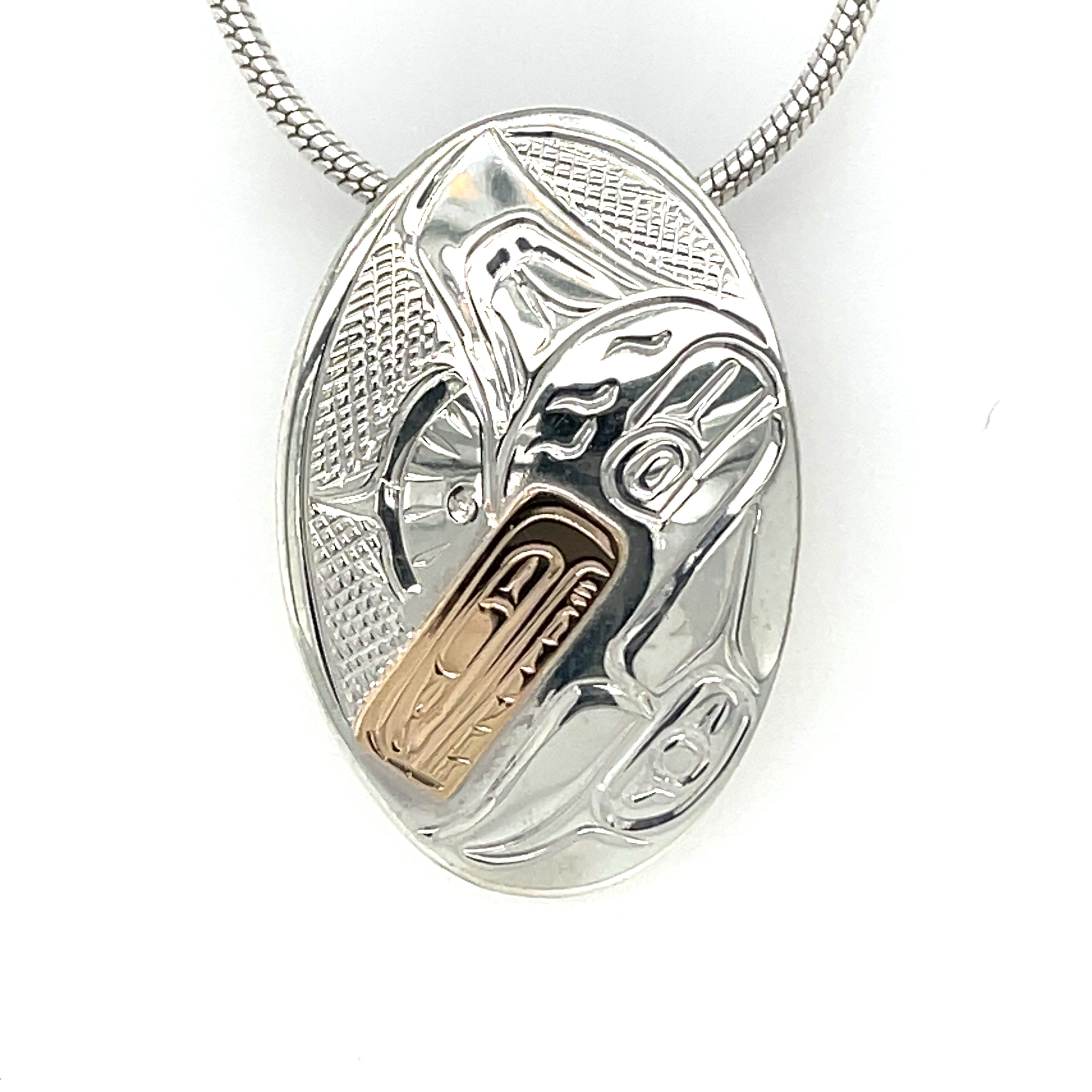 Pendant - Gold &amp; Silver - Oval - Orca