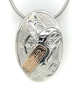 Pendant - Gold & Silver - Oval - Orca