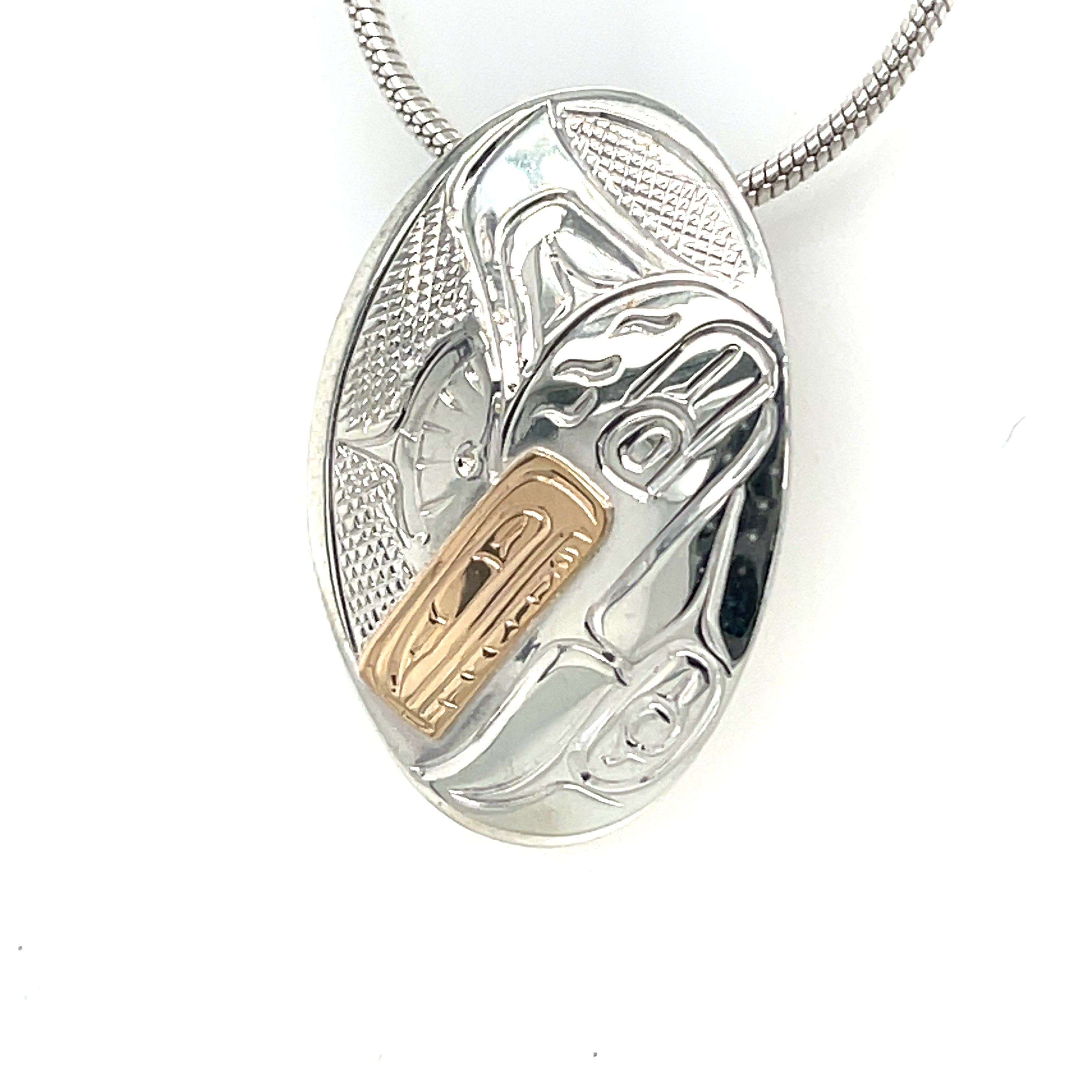 Pendant - Gold &amp; Silver - Oval - Orca