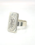 Ring - Sterling Silver - Cast - Rectangle - Raven - Size 10