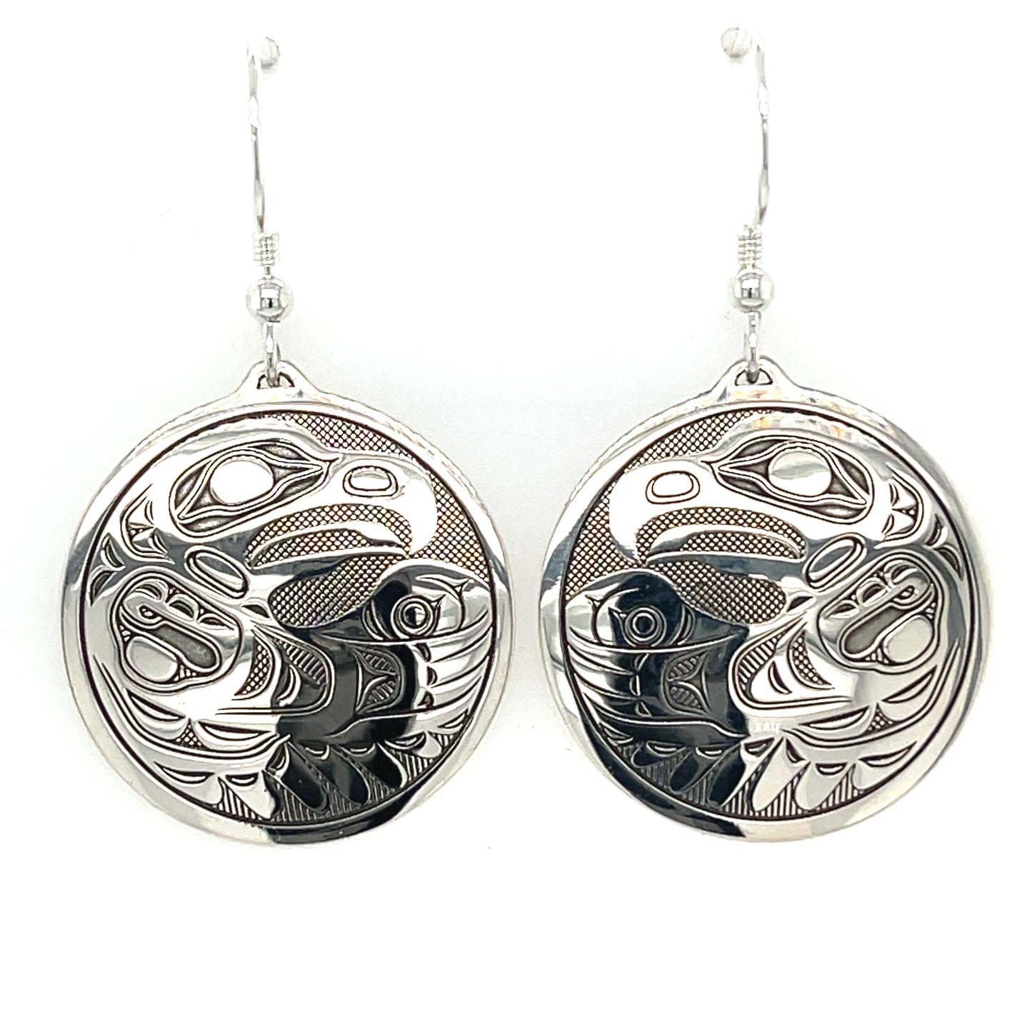 Earrings - Sterling Silver - Round - Eagle