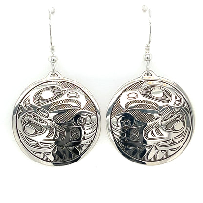 Earrings - Sterling Silver - Round - Eagle
