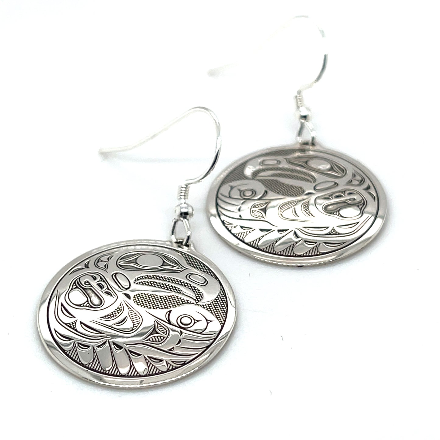 Earrings - Sterling Silver - Round - Eagle