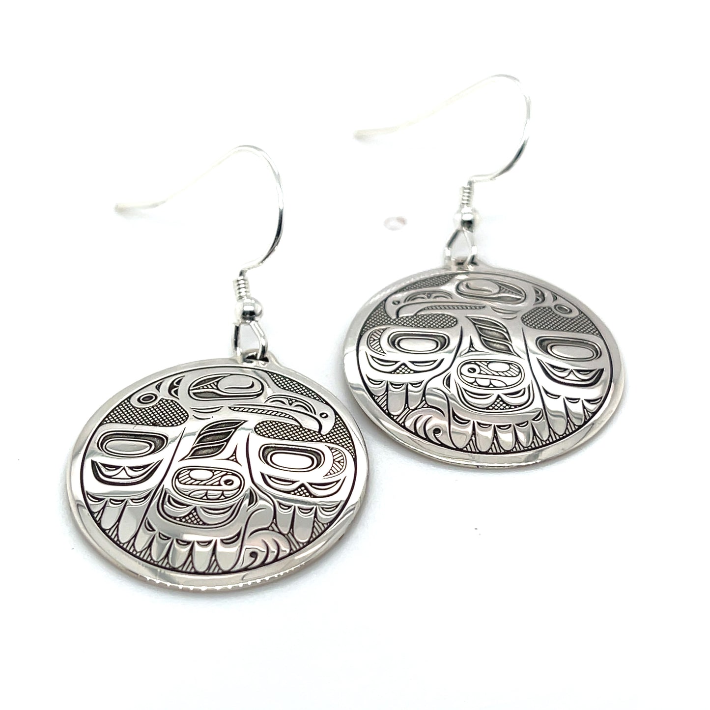 Earrings - Sterling Silver - Round - Raven