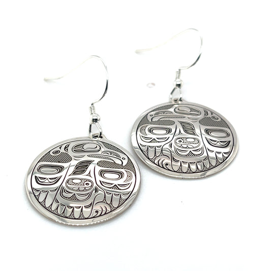 Earrings - Sterling Silver - Round - Raven