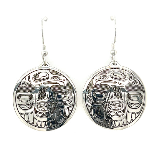 Earrings - Sterling Silver - Round - Raven