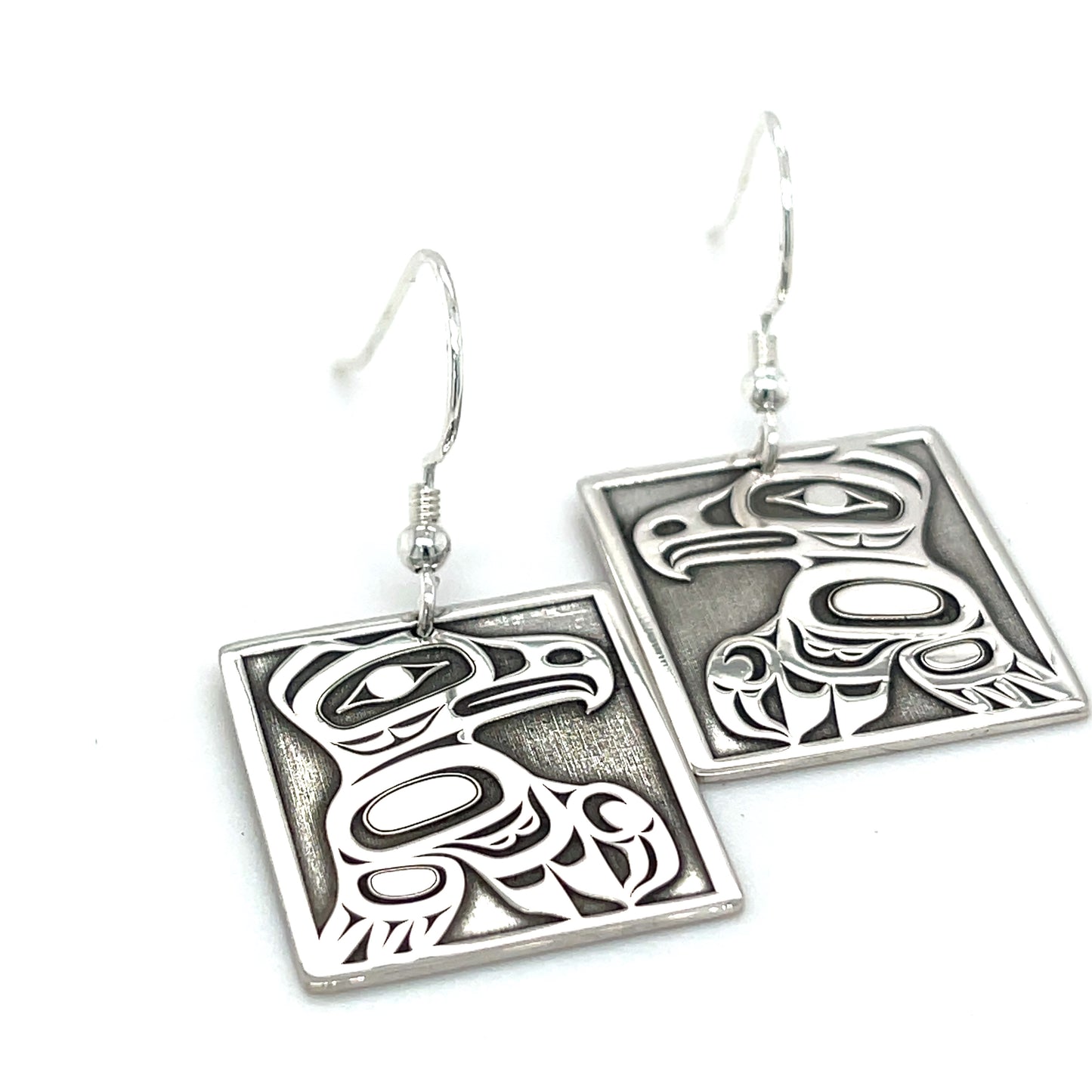 Earrings - Sterling Silver - Rectangle - Eagle