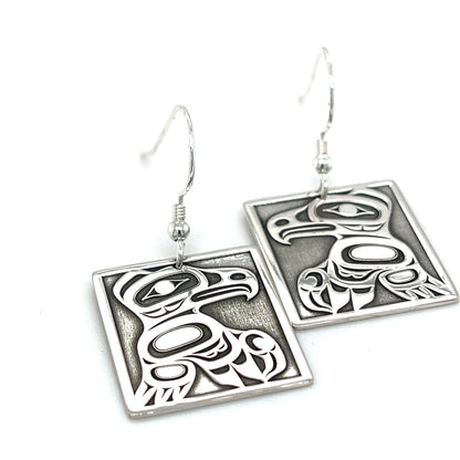 Earrings - Sterling Silver - Rectangle - Eagle