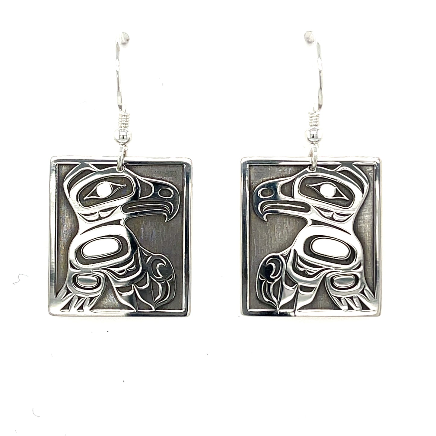 Earrings - Sterling Silver - Rectangle - Eagle