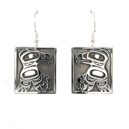 Earrings - Sterling Silver - Rectangle - Eagle