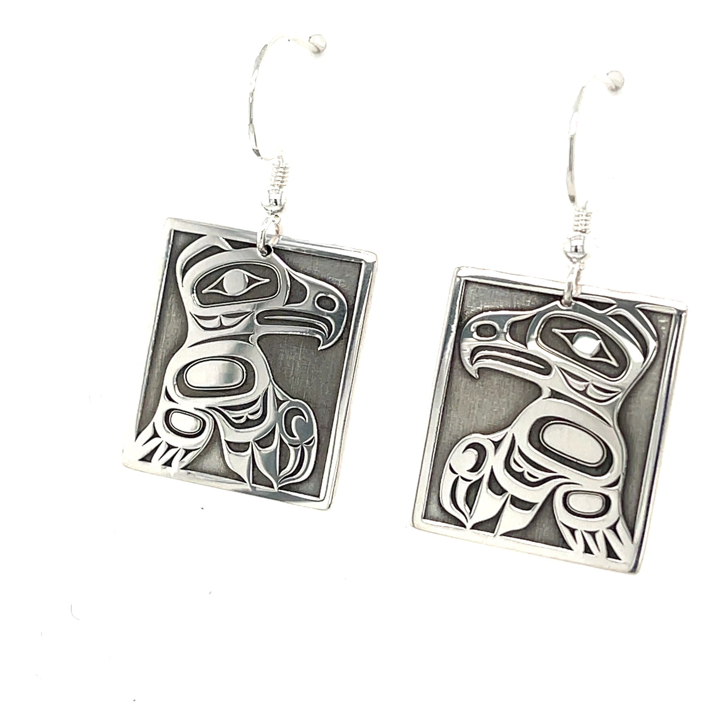 Earrings - Sterling Silver - Rectangle - Eagle