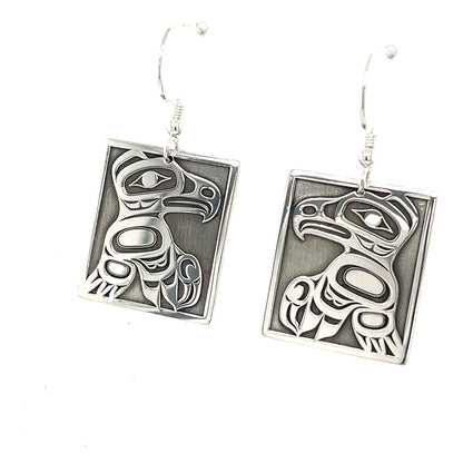 Earrings - Sterling Silver - Rectangle - Eagle