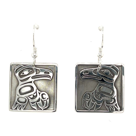 Earrings - Sterling Silver - Rectangle - Raven