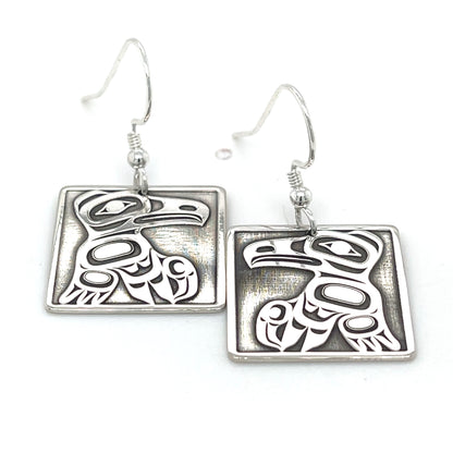 Earrings - Sterling Silver - Rectangle - Raven