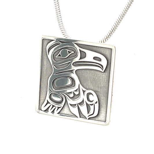 Pendant - Sterling Silver - Square - Raven