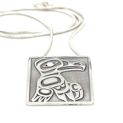 Pendant - Sterling Silver - Square - Raven