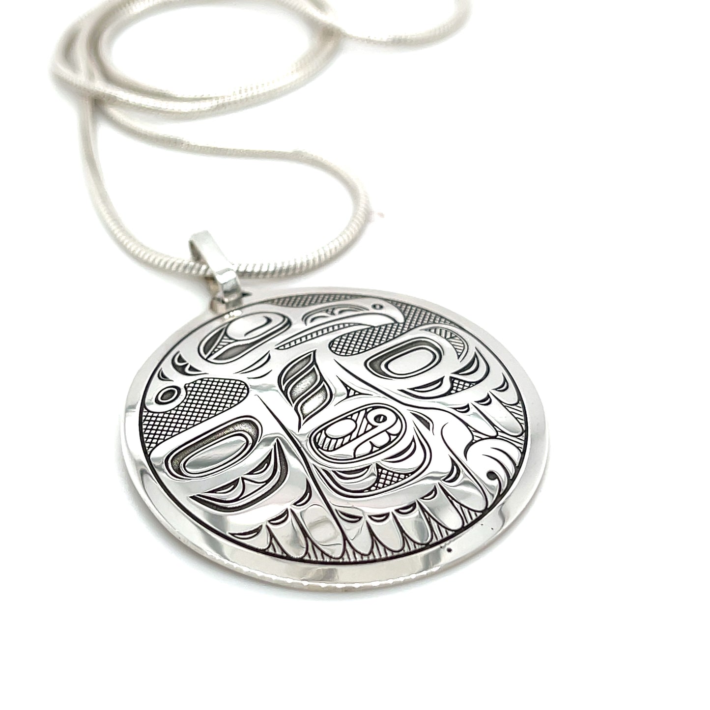 Pendant - Sterling Silver - Round - Raven
