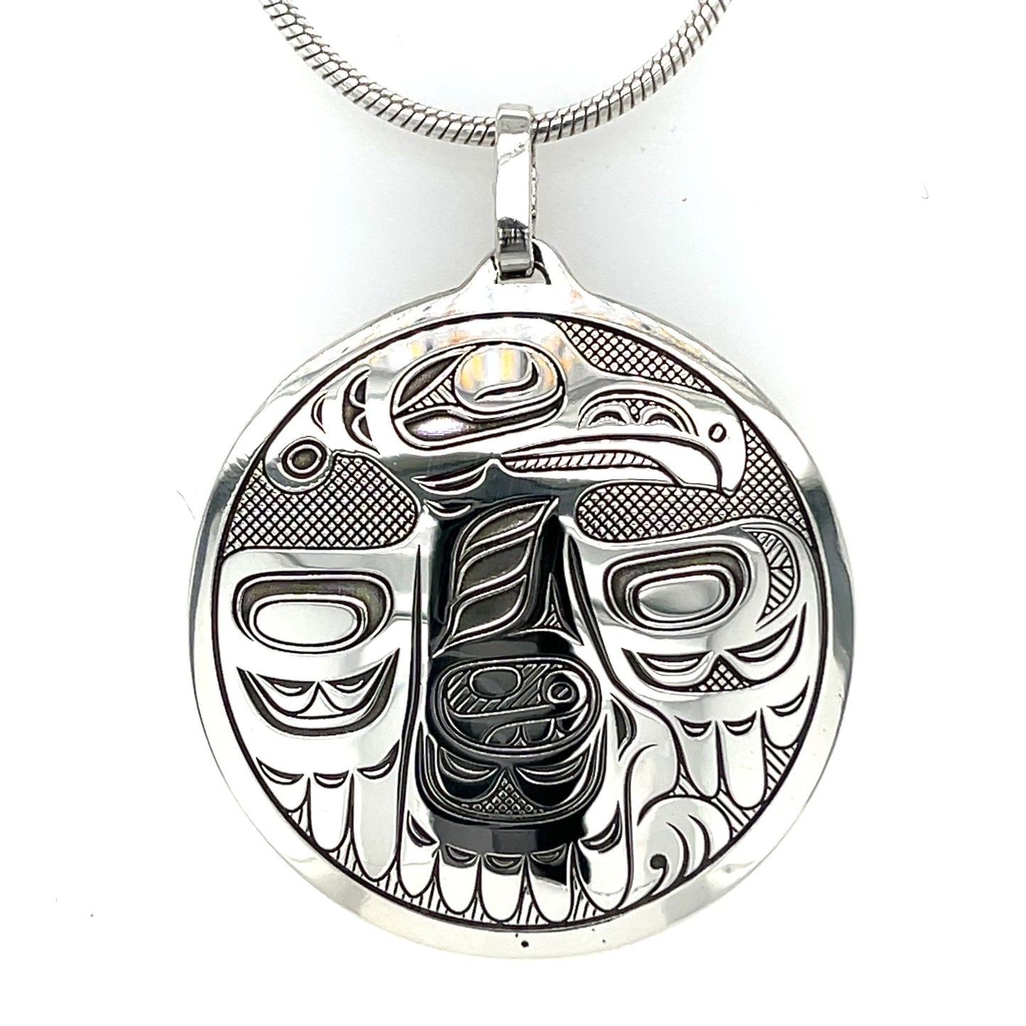 Pendant - Sterling Silver - Round - Raven
