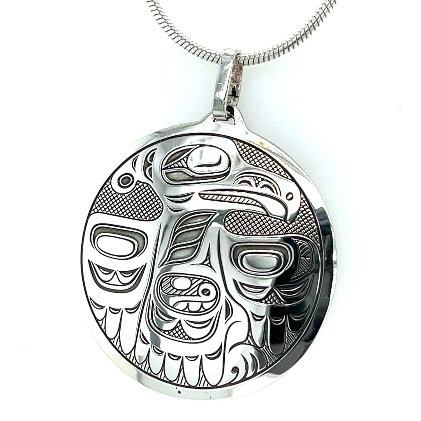 Pendant - Sterling Silver - Round - Raven