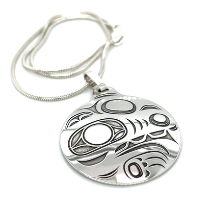 Pendant - Sterling Silver - Round - Wolf