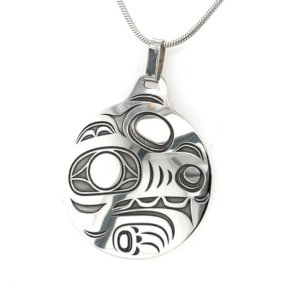 Pendant - Sterling Silver - Round - Wolf