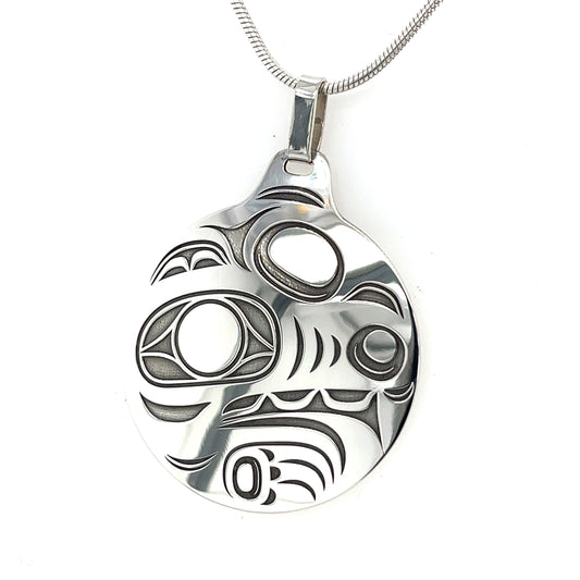 Pendant - Sterling Silver - Round - Wolf