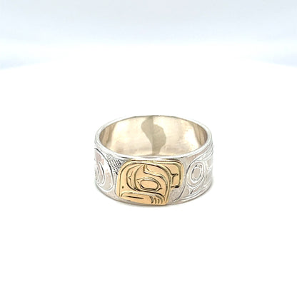 Ring - Gold and Silver - 3/8" - Raven - Size 11