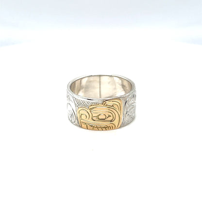 Ring - Gold and Silver - 3/8" - Beaver - Size 7