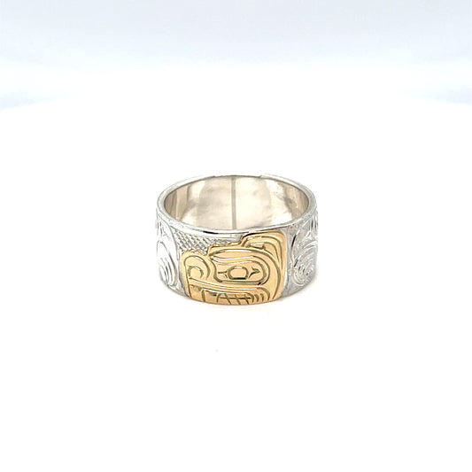 Ring - Gold and Silver - 3/8" - Beaver - Size 7