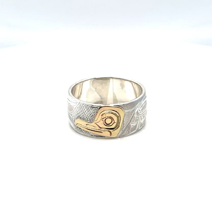 Ring - Gold and Silver - 3/8" - Hummingbird - Size 9