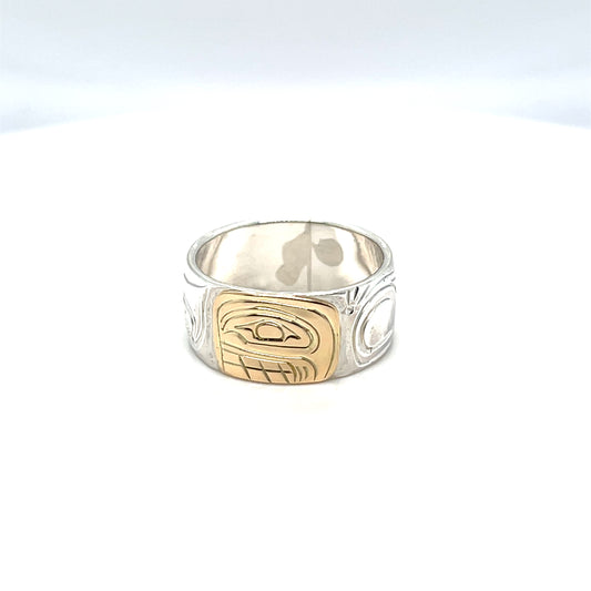Ring - Gold and Silver - 3/8" - Orca - Size 8