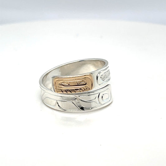 Ring - Gold and Silver - 3/16" - Wrap - Orca - Size 9