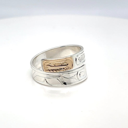 Ring - Gold and Silver - 3/16" - Wrap - Orca - Size 9