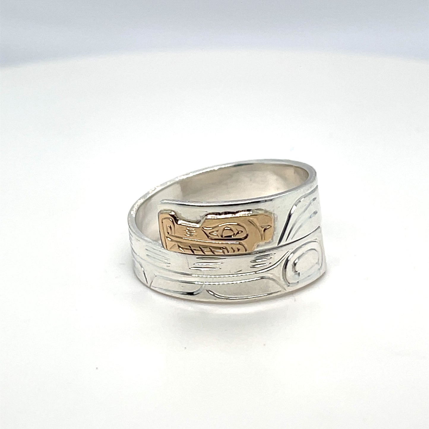 Ring - Gold and Silver - 3/16" - Wrap - Wolf - Size 9