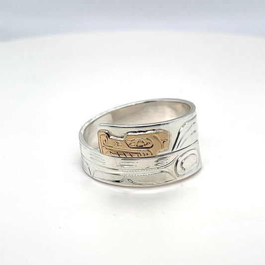 Ring - Gold and Silver - 3/16" - Wrap - Wolf - Size 9