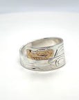 Ring - Gold and Silver - 3/16" - Wrap - Wolf - Size 9