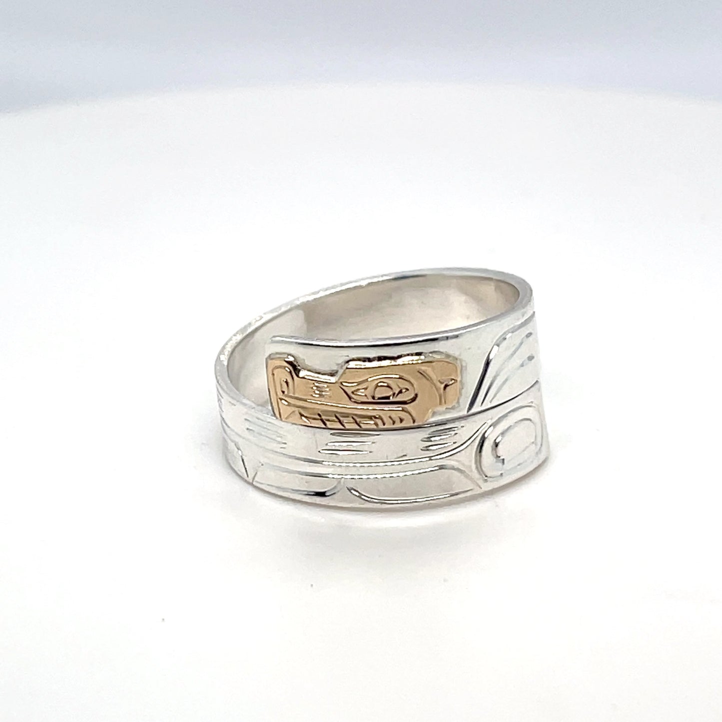 Ring - Gold and Silver - 3/16" - Wrap - Wolf - Size 9