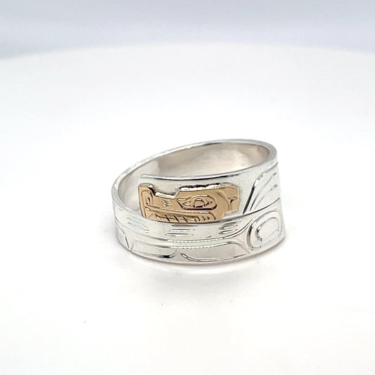 Ring - Gold and Silver - 3/16" - Wrap - Wolf - Size 9