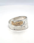 Ring - Gold and Silver - 3/16" - Wrap - Wolf - Size 9