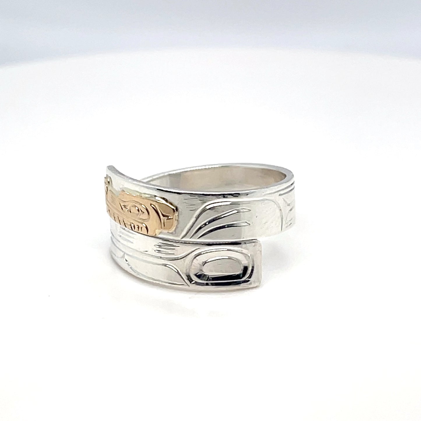 Ring - Gold and Silver - 3/16" - Wrap - Wolf - Size 9