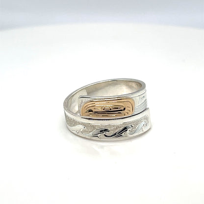 Ring - Gold and Silver - 3/16" - Wrap - Salmon - Size 7