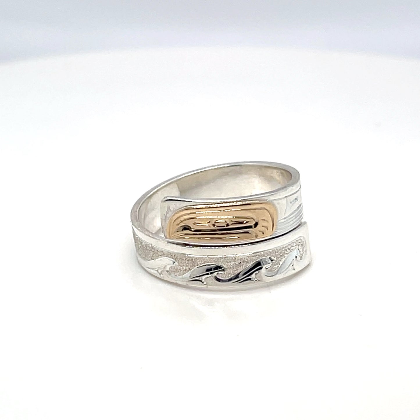 Ring - Gold and Silver - 3/16" - Wrap - Salmon - Size 7