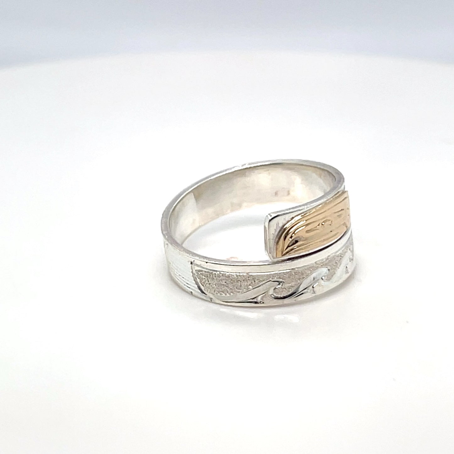 Ring - Gold and Silver - 3/16" - Wrap - Salmon - Size 7