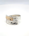 Ring - Gold and Silver - 3/16" - Wrap - Salmon - Size 7