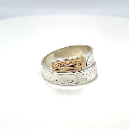 Ring - Gold and Silver - 3/16" - Wrap - Frog - Size 8