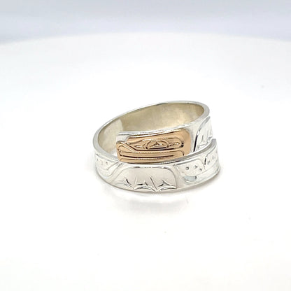 Ring - Gold and Silver - 3/16" - Wrap - Frog - Size 8