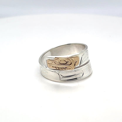 Ring - Gold and Silver - 3/16" - Wrap - Bear - Size 7.5