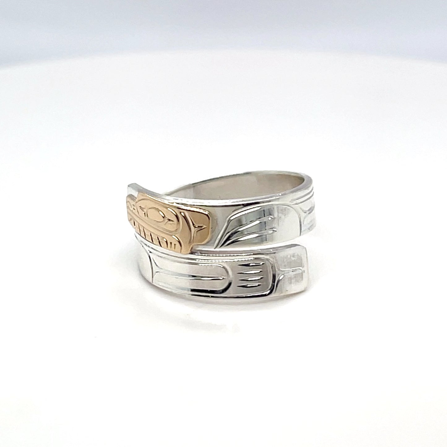 Ring - Gold and Silver - 3/16" - Wrap - Bear - Size 7.5