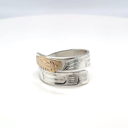 Ring - Gold and Silver - 3/16" - Wrap - Bear - Size 7.5