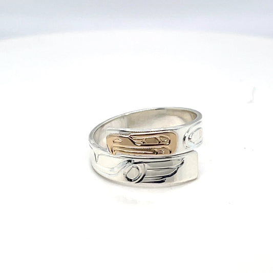 Ring - Gold and Silver - 3/16" - Wrap - Eagle - Size 8